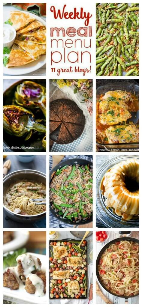 Weekly Meal Plan Week 86 – 11 great bloggers bringing you a full week of recipes including dinner, sides dishes, and desserts!
