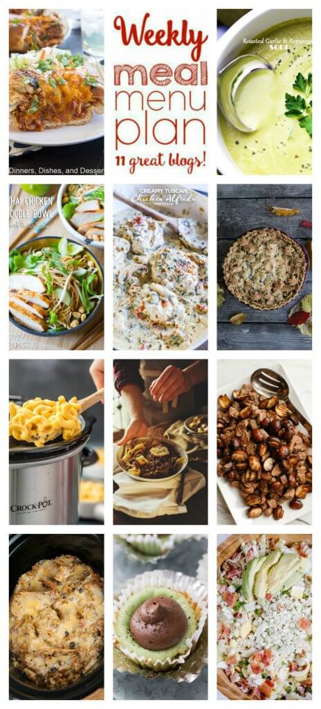 Weekly Meal Plan Week 87 – 11 great bloggers bringing you a full week of recipes including dinner, sides dishes, and desserts!