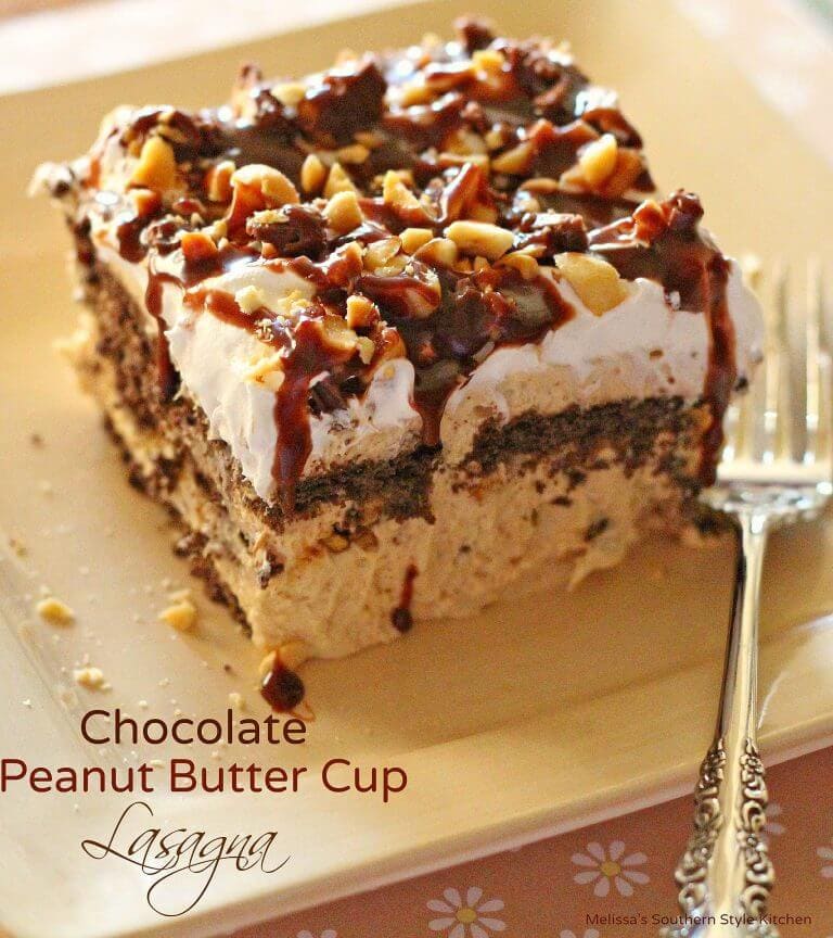 Chocolate Peanut Butter Cup Lasagna 