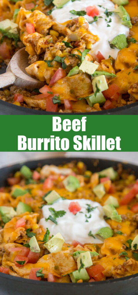 close up burrito skillet in the pan