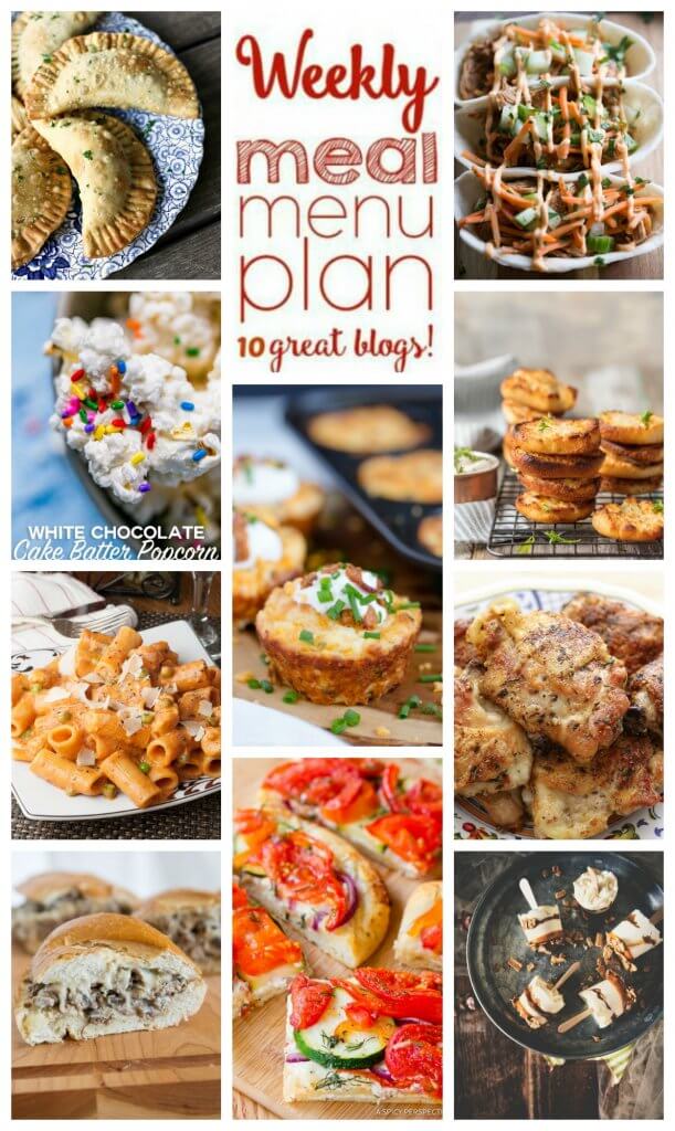 Weekly Meal Plan Week 94 - 10 great bloggers bringing you a full week of recipes including dinner, sides dishes, and desserts!