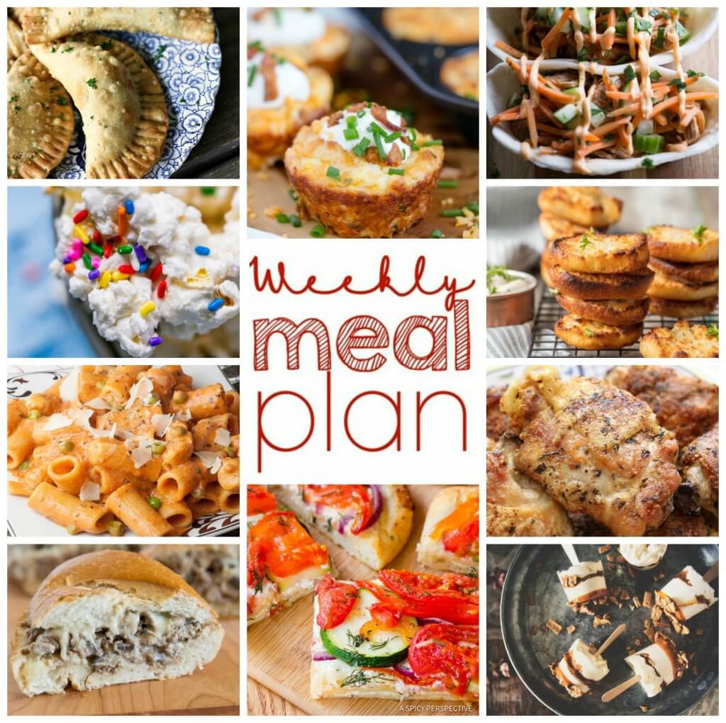 Weekly Meal Plan Week 94 - 10 great bloggers bringing you a full week of recipes including dinner, sides dishes, and desserts!