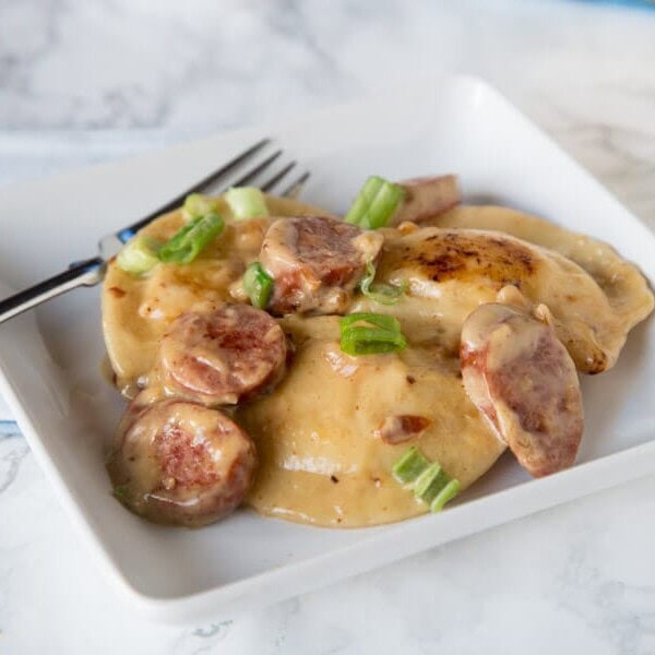 Pierogie Sausage Skillet - take a little shortcut from the store and turn pierogies into a quick and easy hearty meal with your favorite smoked sausage.