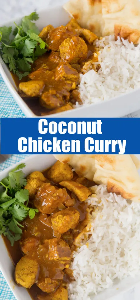 a bowl of coconut chicken curry with rice