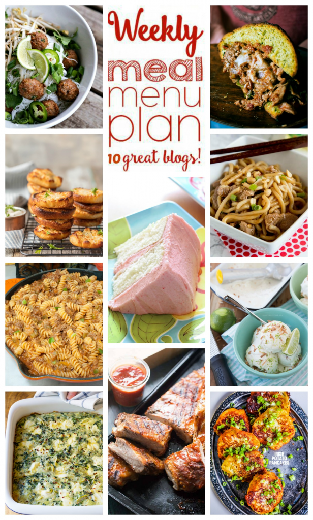 Weekly Meal Plan Week 95 - 10 great bloggers bringing you a full week of recipes including dinner, sides dishes, and desserts!