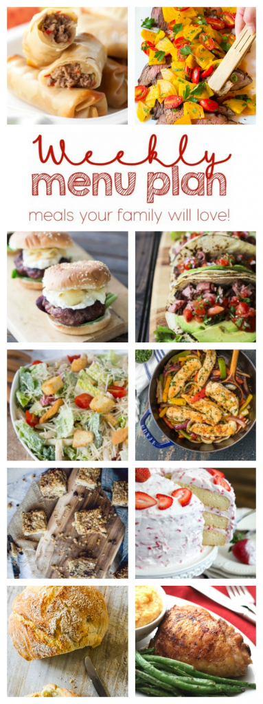 Weekly Meal Plan Week 97 - 10 great bloggers bringing you a full week of recipes including dinner, sides dishes, and desserts!