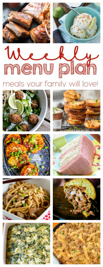 Weekly Meal Plan Week 95 - 10 great bloggers bringing you a full week of recipes including dinner, sides dishes, and desserts!