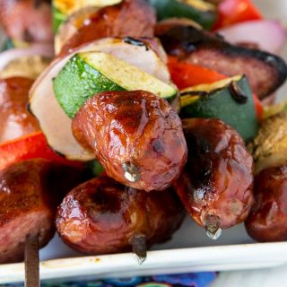 Grilled Sausage and Vegetable Kebobs - fire up the grill, use Polish Sausage and your favorite veggies, to make these easy  kebobs for dinner or for your get togethers this summer!