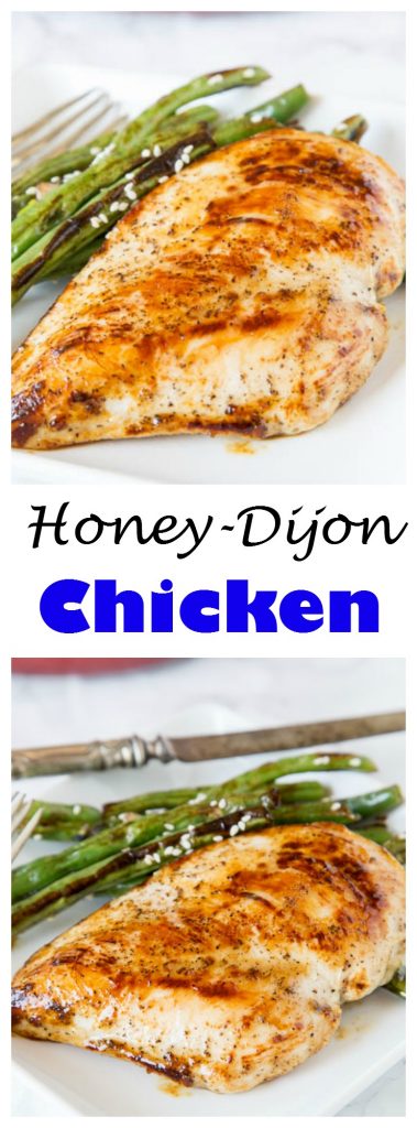 Honey Dijon Chicken - a healthy moist chicken cutlet that is coated with a honey dijon sauce. Ready in minutes, and great for any night of the week. 