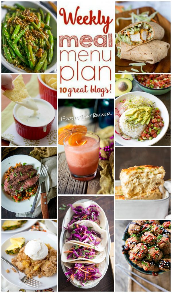Weekly Meal Plan Week 99 - 10 great bloggers bringing you a full week of recipes including dinner, sides dishes, and desserts!