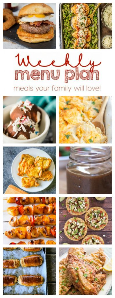Weekly Meal Plan Week 98 - 10 great bloggers bringing you a full week of recipes including dinner, sides dishes, and desserts!