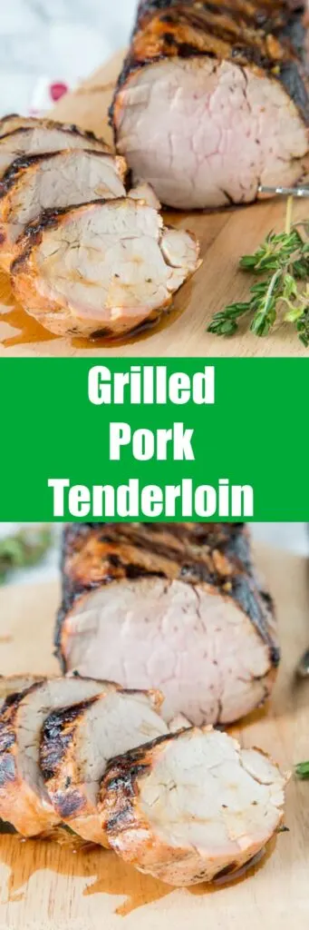 Herb Grilled Pork Tenderloin - a flavorful marinade with lemon juice and fresh herbs makes this grilled pork tenderloin super moist and tender. Great on chicken and fish too!