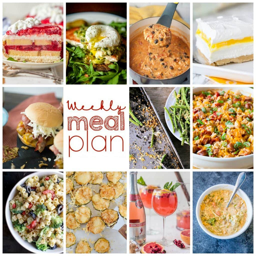 Weekly Meal Plan Week 105 – 10 great bloggers bringing you a full week of recipes including dinner, sides dishes, and desserts!