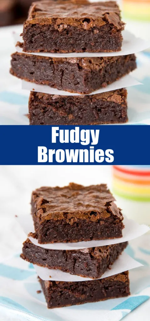 close up stacked brownies