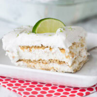 close up key lime ice box cake on a plate