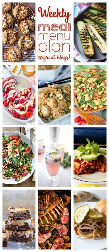 Weekly Meal Plan Week 108– 10 great bloggers bringing you a full week of recipes including dinner, sides dishes, and desserts!