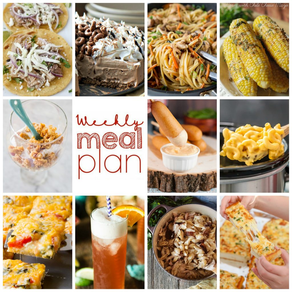 Weekly Meal Plan Week 107– 10 great bloggers bringing you a full week of recipes including dinner, sides dishes, and desserts!