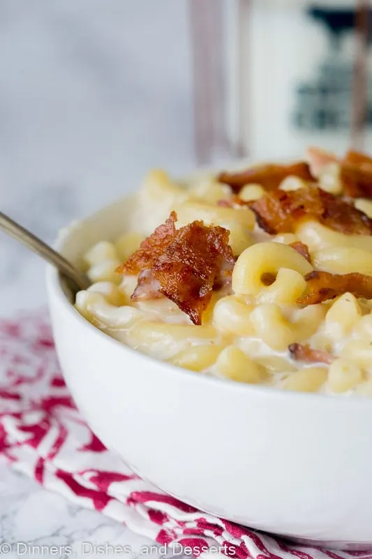 A close up of a plate of food, with Macaroni and Macaroni and cheese
