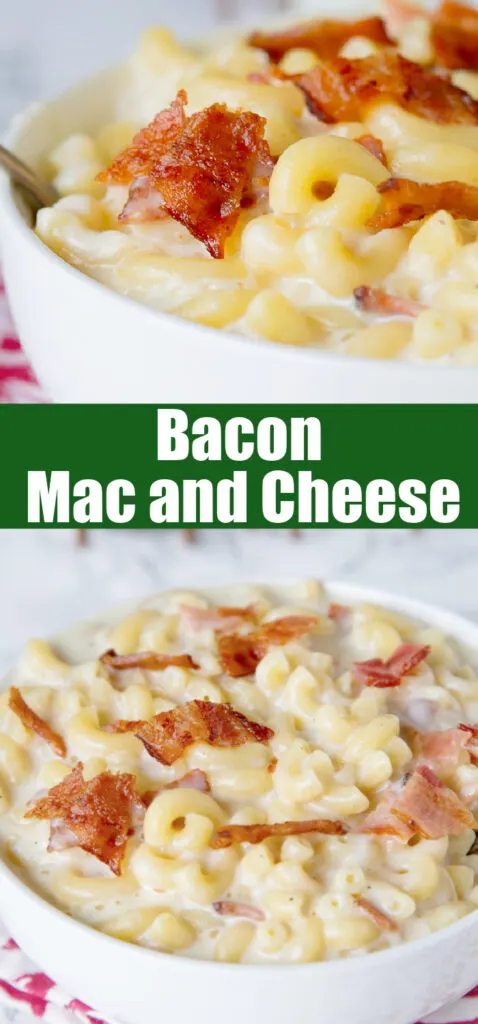 close up bacon mac and cheese for pinterest