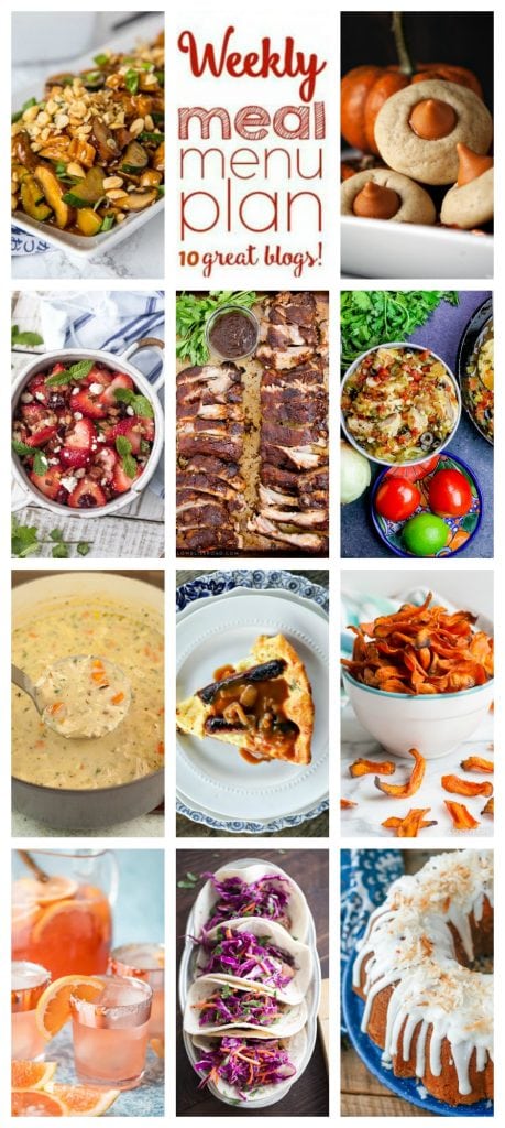 Weekly Meal Plan Week 114– 10 great bloggers bringing you a full week of recipes including dinner, sides dishes, and desserts!