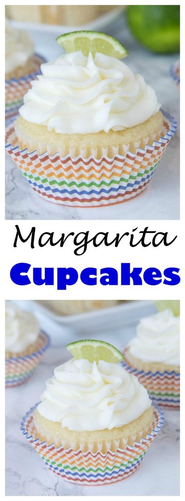margarita cupcakes topped with frosting and a lime slice