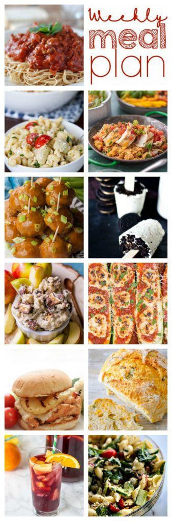 Weekly Meal Plan Week 112– 10 great bloggers bringing you a full week of recipes including dinner, sides dishes, and desserts!