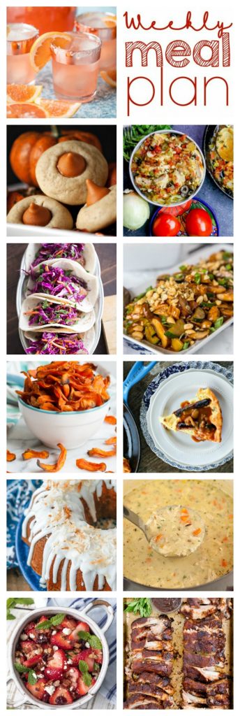 Weekly Meal Plan Week 114– 10 great bloggers bringing you a full week of recipes including dinner, sides dishes, and desserts!