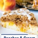 peach coffee cake with text for pinterst
