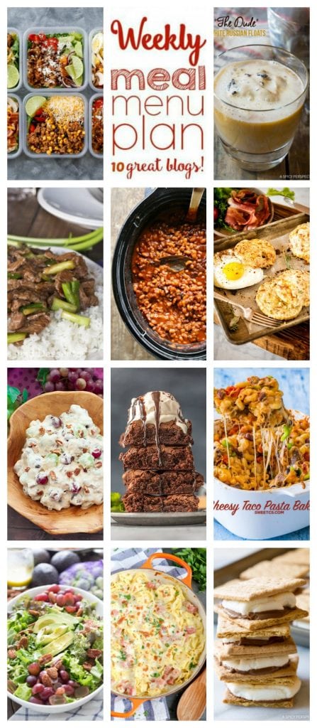 Weekly Meal Plan Week 117– 10 great bloggers bringing you a full week of recipes including dinner, sides dishes, and desserts!