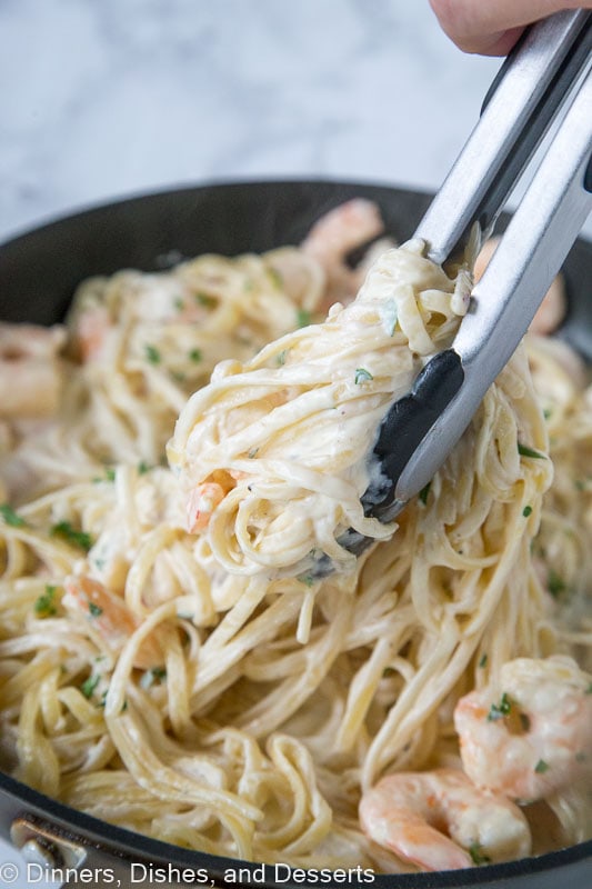 Make this Fettuccine Alfredo with Shrimp for your next date night in!