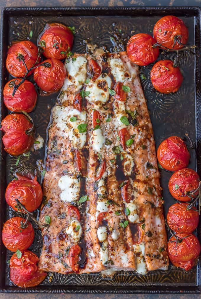 Caprese Stuffed Salmon {The Cookie Rookie}