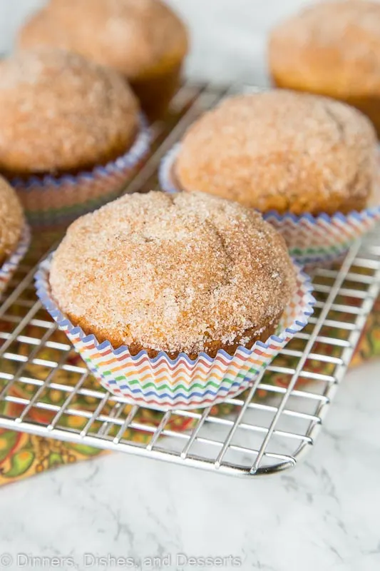 pumpkin cinnamon muffins on a cooling rack