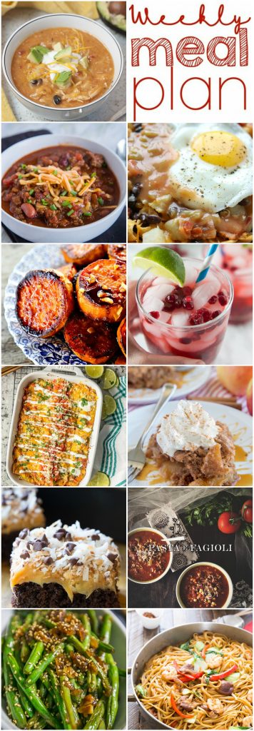 Weekly Meal Plan Week 121 - 10 great bloggers bringing you a full week of recipes including dinner, sides dishes, and desserts!
