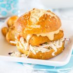 Spicy Fish Sandwich - Crispy fish sandwich with creamy coleslaw and a spicy tarter sauce. Easy dinner recipe for night of the week. 