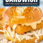 close up spicy fish sandwich for pinterest