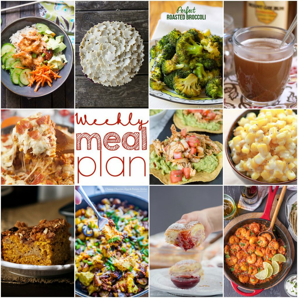 Weekly Meal Plan Week 120 - 10 great bloggers bringing you a full week of recipes including dinner, sides dishes, and desserts!