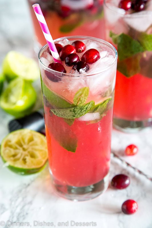 Cranberry Mojitos are a fun twist on a classic mojito to make the fun and festive for the holidays!  