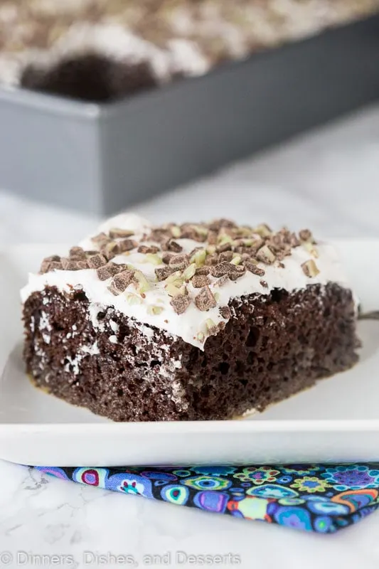 Irish Cream Chocolate Poke Cake - a boozy dessert with Irish Cream liquor
