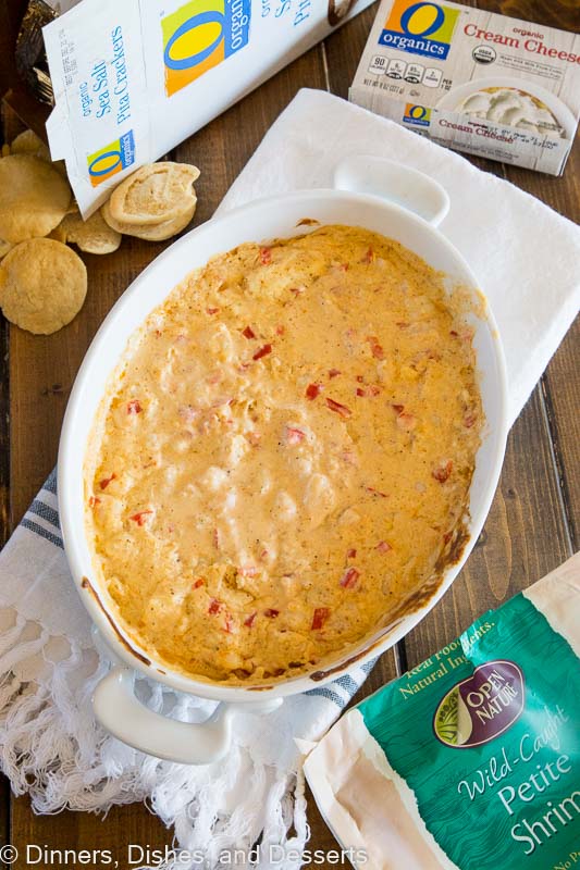 shrimp dip in a tray on a table