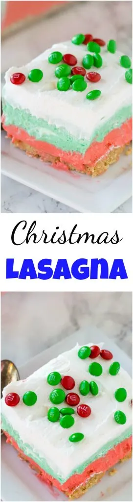 Christmas Lasagna Dessert Recipe - a creamy layered festive dessert that will impress at all your holiday get togethers. 