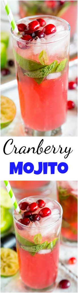Cranberry Mojitos are a fun twist on a classic mojito to make the fun and festive for the holidays!  #drinks #cocktails #happyhour #mojito #holidaycocktail #rum #drinkup