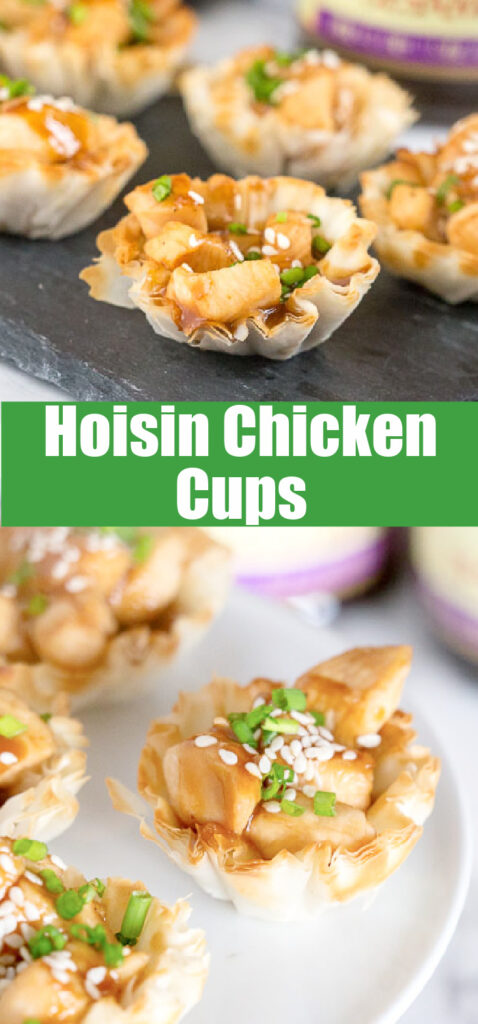 hoisin chicken cups on a tray