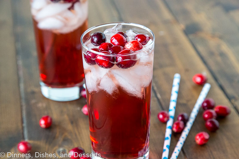Holiday Wine Spritzer - white wine, cranberry juice, and ginger ale