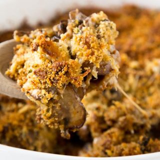 Turn your favorite sausage stuffed mushrooms appetizer into dinner with this easy casserole recipe. 