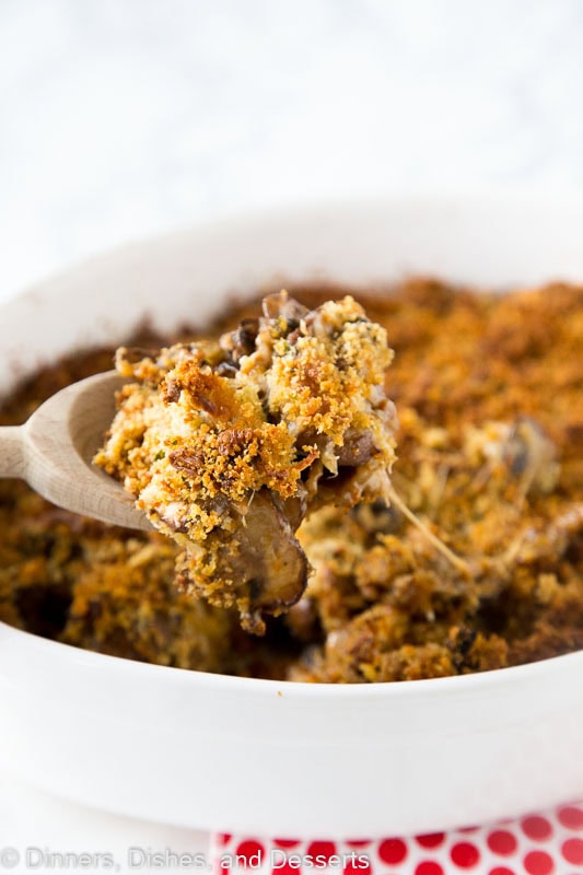 Sausage Stuffed Mushrooms turned into an easy mushroom casserole.