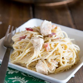 Creamy Chicken Pasta Recipe - Get dinner on the table fast with this super easy chicken pasta, that you don't even have to feel guilty about eating!  No butter or heavy cream!