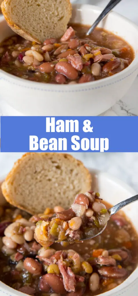 ham and bean soup in a bowl