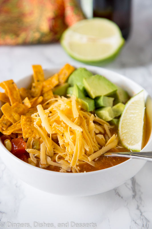 Instant Pot Tortilla Soup Recipe - make your favorite chicken tortilla soup in the Instant Pot!  It is ready in minutes, and so good on a cold night. Don't have an instant pot?  No problem, stove top instructions included!