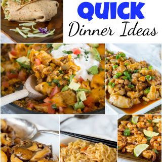 Quick Dinner Ideas - Need to get dinner on the table fast? Don't have time to prep a bunch of stuff or stand around cooking for 45 minutes?  Here are 20 quick dinner ideas that you can get on the table in 15-30 minutes!