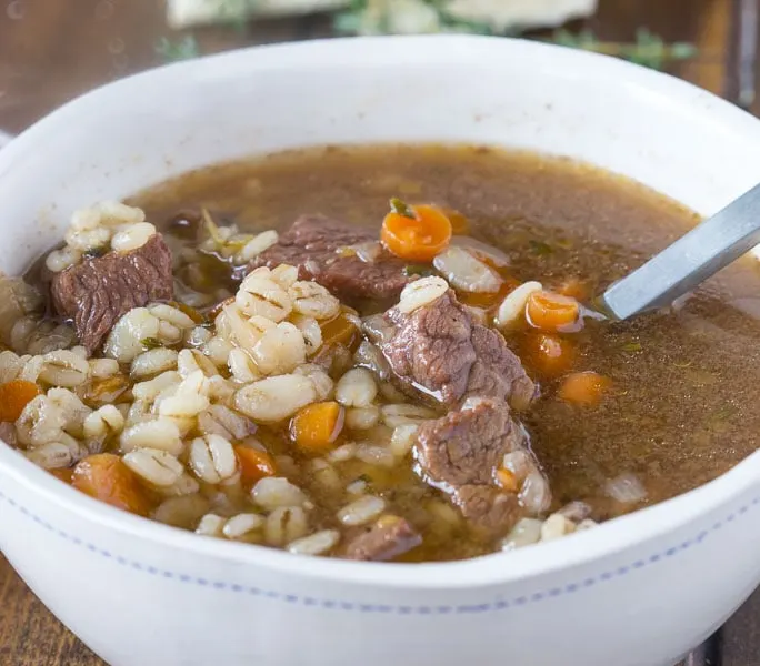Beef Barley Soup Recipe - such a hearty and comforting soup. Make in the crock pot or Instant Pot for a great dinner any night of the week. 